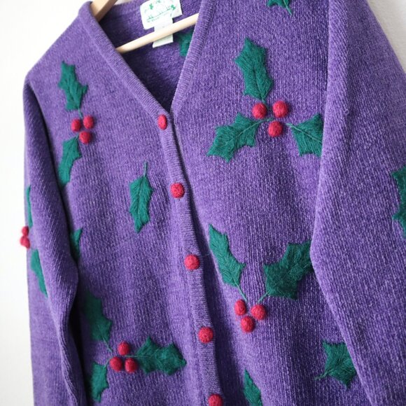 Vintage Quacker Factory Mistletoe Cardigan Sweater | S - Picture 5 of 5